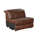 Sutton Brown 7-Piece Modular Power Reclining Sectional with Power Headrests and Charging Ports by Homelegance at Eve Furniture