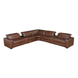 Sutton Brown 7-Piece Modular Power Reclining Sectional with Power Headrests and Charging Ports by Homelegance at Eve Furniture