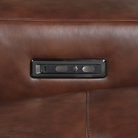 Sutton Brown 7-Piece Modular Power Reclining Sectional with Power Headrests and Charging Ports by Homelegance at Eve Furniture