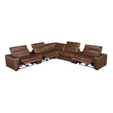 Sutton Brown 7-Piece Modular Power Reclining Sectional with Power Headrests and Charging Ports by Homelegance at Eve Furniture