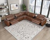 Sutton Brown 7-Piece Modular Power Reclining Sectional with Power Headrests and Charging Ports by Homelegance at Eve Furniture