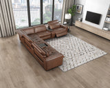 Sutton Brown 7-Piece Modular Power Reclining Sectional with Power Headrests and Charging Ports by Homelegance at Eve Furniture