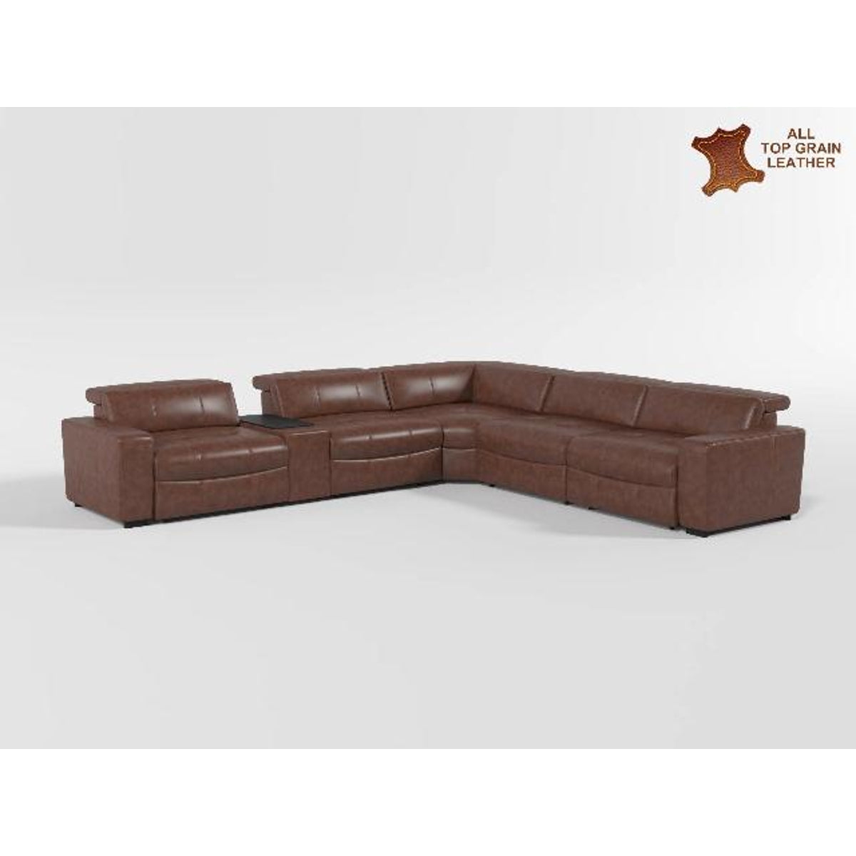 Sutton Brown 7-Piece Modular Power Reclining Sectional with Power Headrests and Charging Ports by Homelegance at Eve Furniture