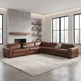 Sutton Brown 7-Piece Modular Power Reclining Sectional with Power Headrests and Charging Ports by Homelegance at Eve Furniture