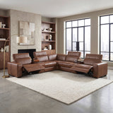 Sutton Brown 7-Piece Modular Power Reclining Sectional with Power Headrests and Charging Ports by Homelegance at Eve Furniture