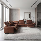 Sutton Brown 7-Piece Modular Power Reclining Sectional with Power Headrests and Charging Ports by Homelegance at Eve Furniture
