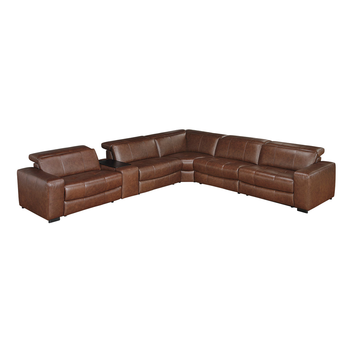 Sutton Brown 7-Piece Modular Power Reclining Sectional with Power Headrests and Charging Ports by Homelegance at Eve Furniture