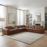 Sutton Brown 7-Piece Modular Power Reclining Sectional with Power Headrests and Charging Ports by Homelegance at Eve Furniture