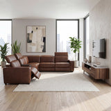 Sutton Brown 7-Piece Modular Power Reclining Sectional with Power Headrests and Charging Ports by Homelegance at Eve Furniture