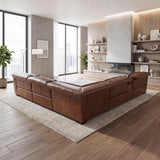 Sutton Brown 7-Piece Modular Power Reclining Sectional with Power Headrests and Charging Ports by Homelegance at Eve Furniture