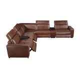 Sutton Brown 7-Piece Modular Power Reclining Sectional with Power Headrests and Charging Ports by Homelegance at Eve Furniture