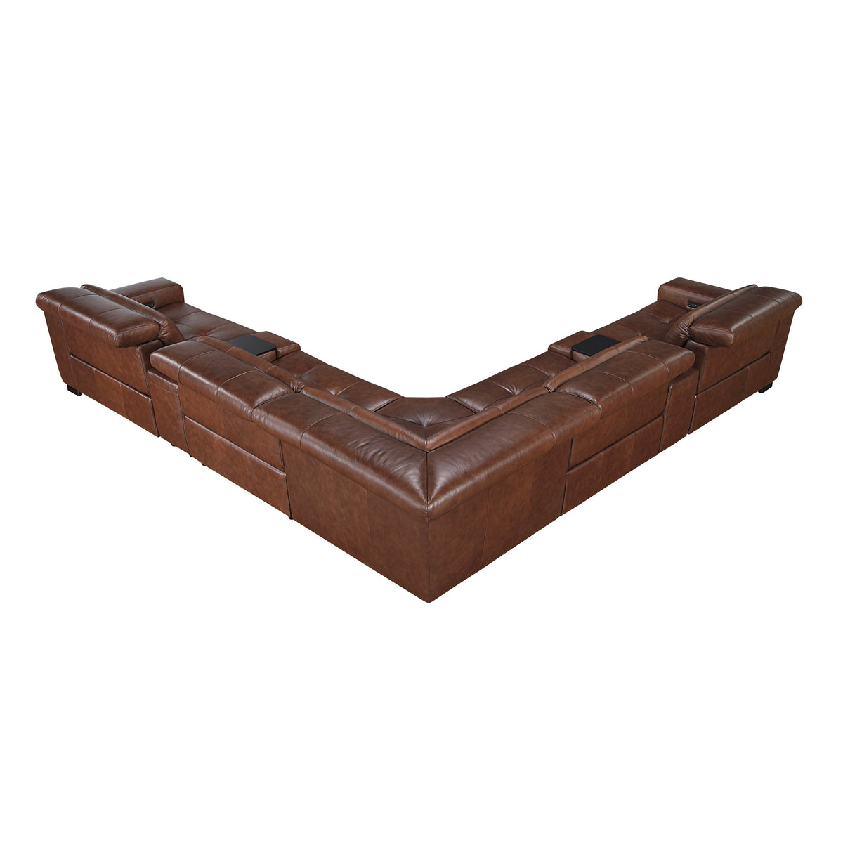 Sutton Brown 7-Piece Modular Power Reclining Sectional with Power Headrests and Charging Ports by Homelegance at Eve Furniture