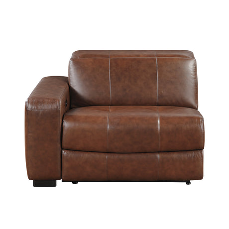 Sutton Brown Leather Power Double Reclining Loveseat with Center Console by Homelegance at Eve Furniture