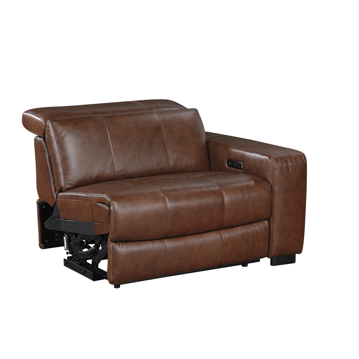 Sutton Brown Leather Power Double Reclining Loveseat with Center Console by Homelegance at Eve Furniture