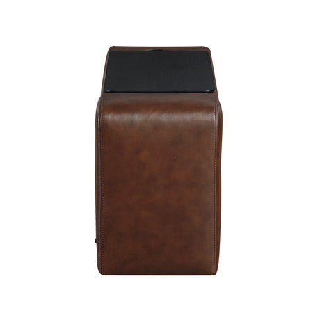 Sutton Brown Leather Power Double Reclining Loveseat with Center Console by Homelegance at Eve Furniture