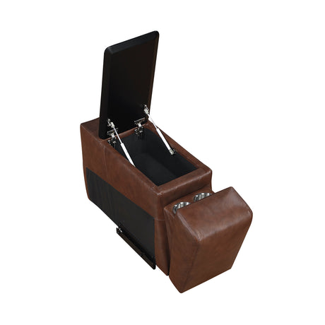 Sutton Brown Leather Power Double Reclining Loveseat with Center Console by Homelegance at Eve Furniture