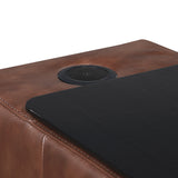 Sutton Brown Leather Power Double Reclining Loveseat with Center Console by Homelegance at Eve Furniture