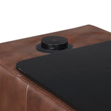 Sutton Brown Leather Power Double Reclining Loveseat with Center Console by Homelegance at Eve Furniture