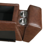 Sutton Brown Leather Power Double Reclining Loveseat with Center Console by Homelegance at Eve Furniture