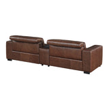 Sutton Brown Leather Power Double Reclining Loveseat with Center Console by Homelegance at Eve Furniture
