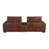Sutton Brown Leather Power Double Reclining Loveseat with Center Console by Homelegance at Eve Furniture