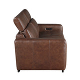 Sutton Brown Leather Power Double Reclining Loveseat with Power Headrests and Charging Ports by Homelegance at Eve Furniture