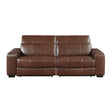 Sutton Brown Leather Power Double Reclining Loveseat with Power Headrests and Charging Ports by Homelegance at Eve Furniture