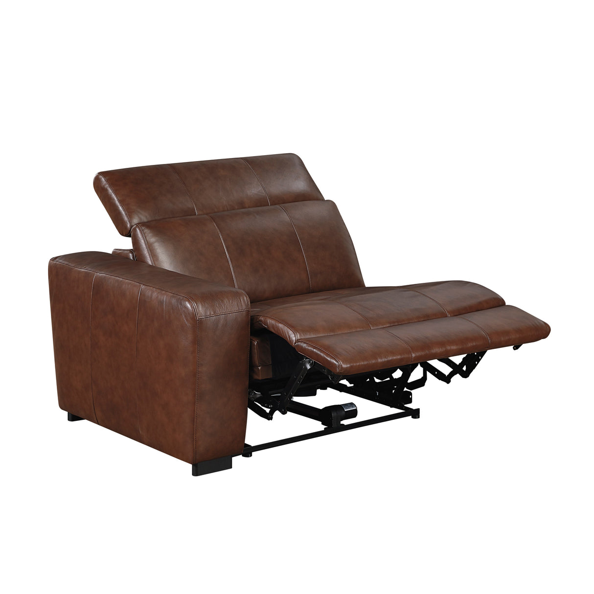 Sutton Brown Leather Power Double Reclining Sofa with Power Headrests and Charging Ports by Homelegance at Eve Furniture