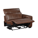 Sutton Brown Leather Power Double Reclining Sofa with Power Headrests and Charging Ports by Homelegance at Eve Furniture