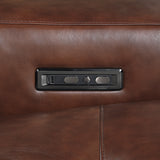 Sutton Brown Leather Power Double Reclining Sofa with Power Headrests and Charging Ports by Homelegance at Eve Furniture