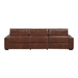 Sutton Brown Leather Power Double Reclining Sofa with Power Headrests and Charging Ports by Homelegance at Eve Furniture