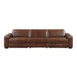 Sutton Brown Leather Power Double Reclining Sofa with Power Headrests and Charging Ports by Homelegance at Eve Furniture