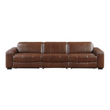 Sutton Brown Leather Power Double Reclining Sofa with Power Headrests and Charging Ports by Homelegance at Eve Furniture