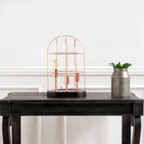 Sutton Rose-Gold Metal Cylindrical Cage Three Bulb Table Lamp by Mercana at Eve Furniture