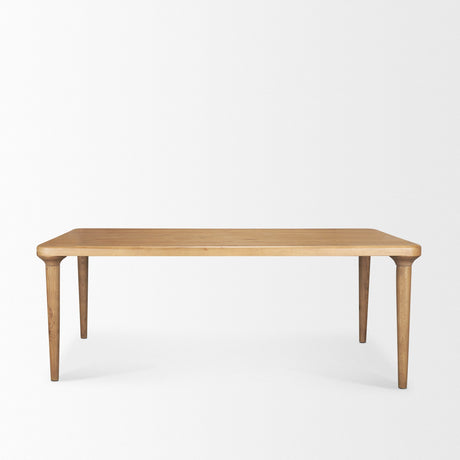 Suvan Light Brown Rectangular Oak Wood Dining Table by Mercana at Eve Furniture