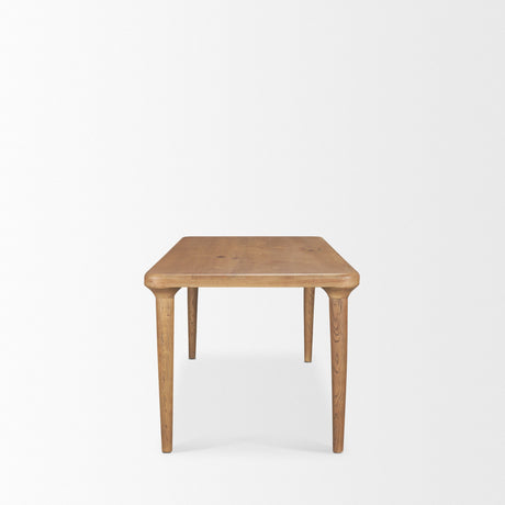 Suvan Light Brown Rectangular Oak Wood Dining Table by Mercana at Eve Furniture