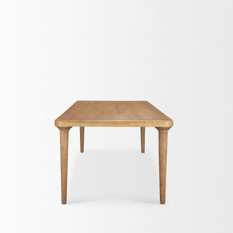Suvan Light Brown Rectangular Oak Wood Dining Table by Mercana at Eve Furniture