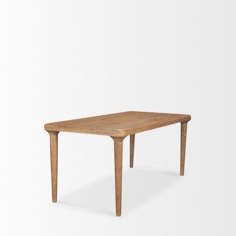 Suvan Light Brown Rectangular Oak Wood Dining Table by Mercana at Eve Furniture