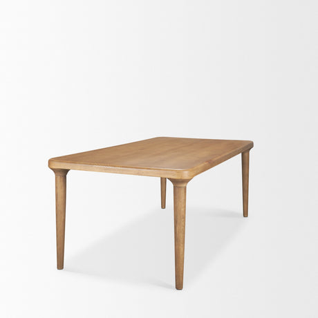 Suvan Light Brown Rectangular Oak Wood Dining Table by Mercana at Eve Furniture