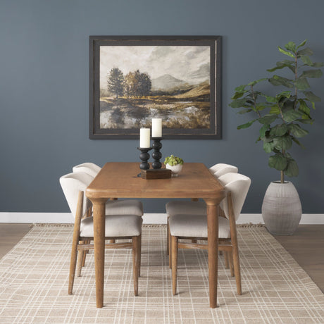 Suvan Light Brown Rectangular Oak Wood Dining Table by Mercana at Eve Furniture