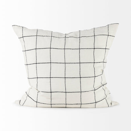 Suzanne White/Black Square Pattern Decorative Pillow Cover by Mercana at Eve Furniture