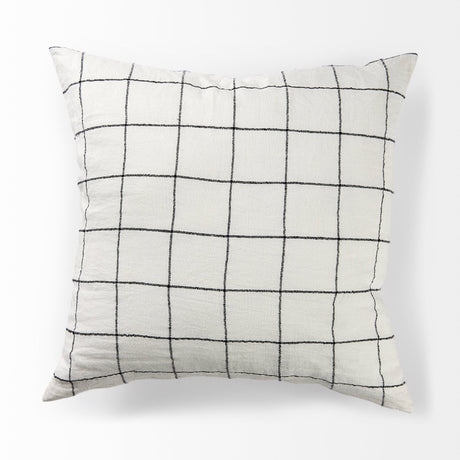 Suzanne White/Black Square Pattern Decorative Pillow Cover by Mercana at Eve Furniture