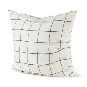 Suzanne White/Black Square Pattern Decorative Pillow Cover by Mercana at Eve Furniture