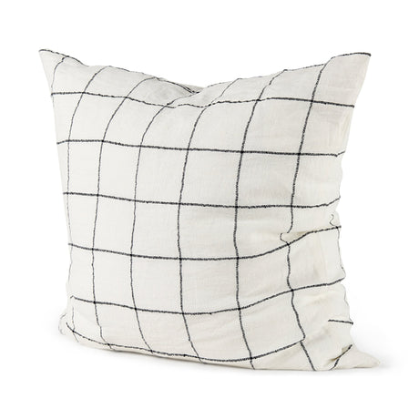 Suzanne White/Black Square Pattern Decorative Pillow Cover by Mercana at Eve Furniture
