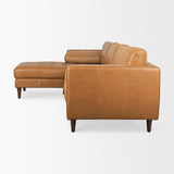 Svend 111.4L x 68.0W x 33.9H Tan Leather Left Chaise Sectional Sofa by Mercana at Eve Furniture
