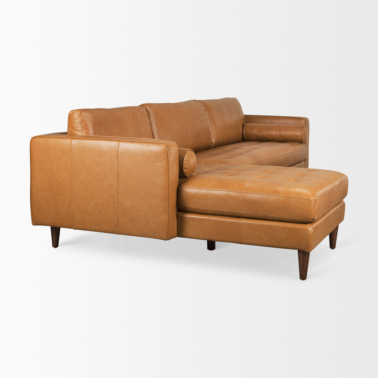 Svend 111.4L x 68.0W x 33.9H Tan Leather Left Chaise Sectional Sofa by Mercana at Eve Furniture