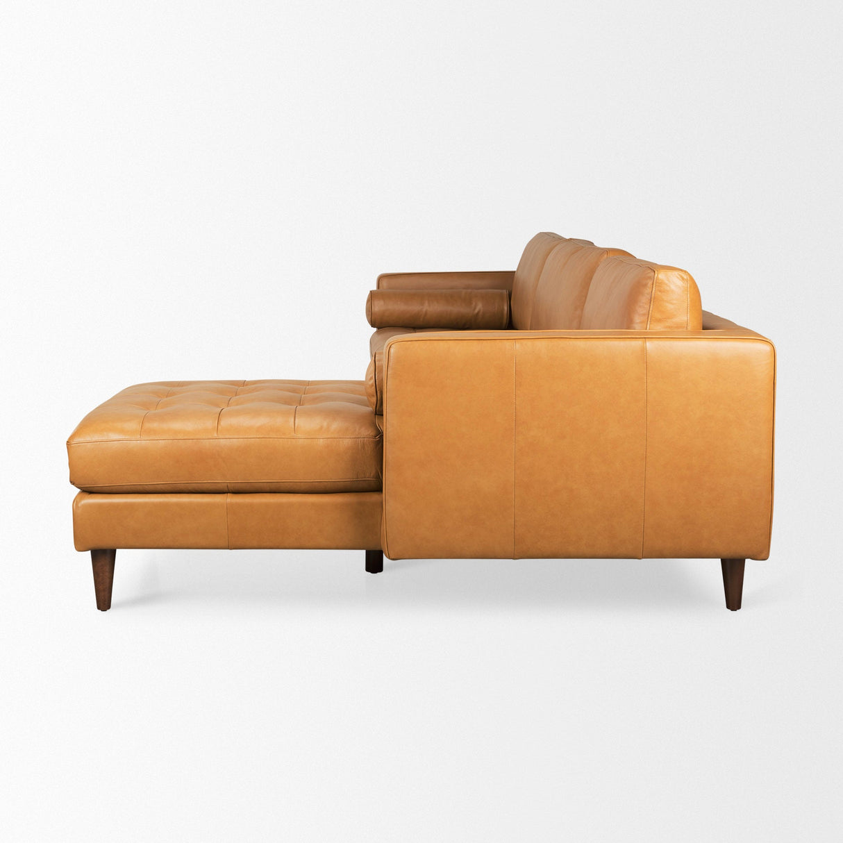 Svend 111.4L x 68.0W x 33.9H Tan Leather Right Chaise Sectional Sofa by Mercana at Eve Furniture
