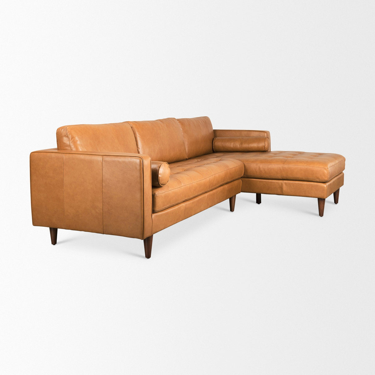 Svend 111.4L x 68.0W x 33.9H Tan Leather Right Chaise Sectional Sofa by Mercana at Eve Furniture