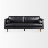 Svend 88.0L x 38.0W x 34.0H Black Leather Sofa by Mercana at Eve Furniture