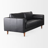 Svend 88.0L x 38.0W x 34.0H Black Leather Sofa by Mercana at Eve Furniture